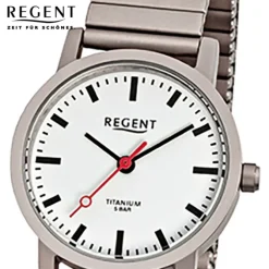Regent Damen, Herren-Armbanduhr F-476 Quarz-Uhr Titan-Armband silber grau URF476