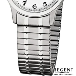 Regent Damen, Herren-Armbanduhr F-885 Quarz-Uhr Stahl-Armband silber URF885