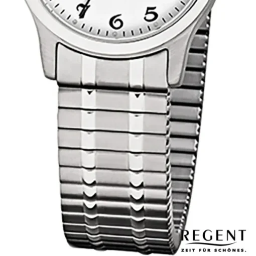 Regent Damen, Herren-Armbanduhr F-885 Quarz-Uhr Stahl-Armband silber URF885