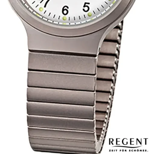 Regent Damen, Herren-Armbanduhr F-275 Quarz-Uhr Titan-Armband silber grau URF275