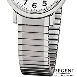 Regent Damen, Herren-Armbanduhr F-884 Quarz-Uhr Stahl-Armband silber URF884