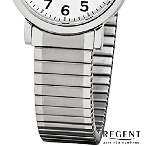 Regent Damen, Herren-Armbanduhr F-884 Quarz-Uhr Stahl-Armband silber URF884