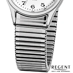 Regent Damen, Herren-Armbanduhr F-893 Quarz-Uhr Stahl-Armband silber URF893