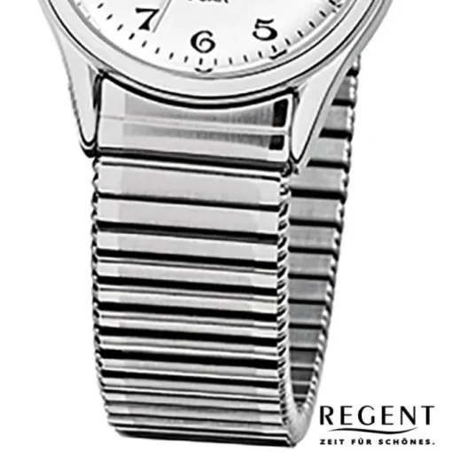Regent Damen, Herren-Armbanduhr F-893 Quarz-Uhr Stahl-Armband silber URF893