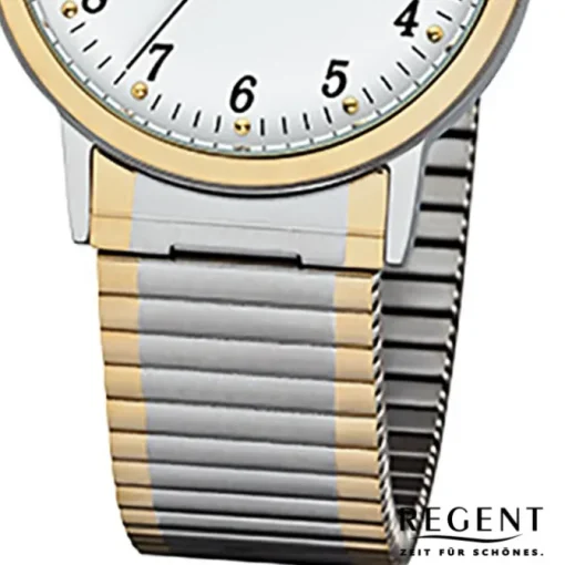Regent Damen, Herren-Armbanduhr 32-F-1015 Edelstahl-Armband silber gold URF1015
