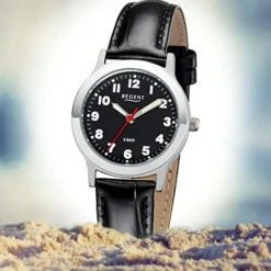 Regent Damen, Herren-Armbanduhr 32-F-1071 Quarz-Uhr Leder-Armband schwarz URF1071