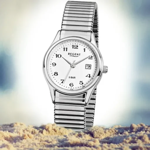 Regent Damen, Herren-Armbanduhr F-893 Quarz-Uhr Stahl-Armband silber URF893