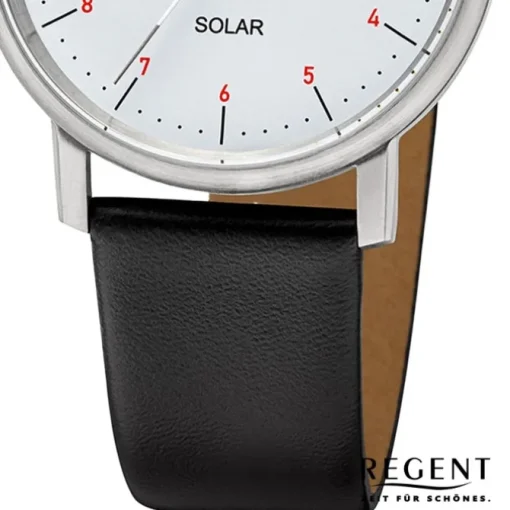Regent Damen Solaruhr Analog Lederarmband schwarz URF1552