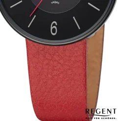 Regent Damen Solaruhr Analog Lederarmband rot UR2114107