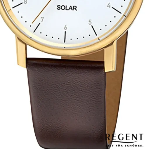 Regent Damen Solaruhr Analog Lederarmband dunkelbraun URF1555