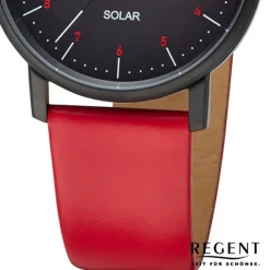 Regent Damen Solaruhr Analog Lederarmband rot URF1554
