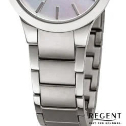 Regent Damen Solaruhr Analog Metallarmband silber grau URF1534