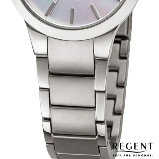 Regent Damen Solaruhr Analog Metallarmband silber grau URF1534