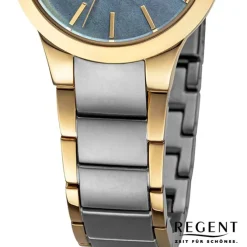 Regent Damen Solaruhr Analog Metallarmband gold grau URF1535