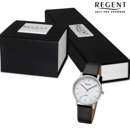 Regent Damen Solaruhr Analog Lederarmband schwarz URF1552