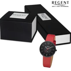 Regent Damen Solaruhr Analog Lederarmband rot UR2114107