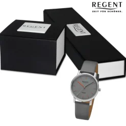 Regent Damen Solaruhr Analog Lederarmband grau URF1553
