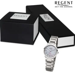 Regent Damen Solaruhr Analog Metallarmband silber grau URF1534
