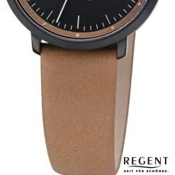Regent Damen Titan-Armbanduhr Analog Lederarmband hellbraun URBA839