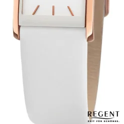 Regent Damen Titan-Armbanduhr rechteck Analog Lederarmband weiß URBA846