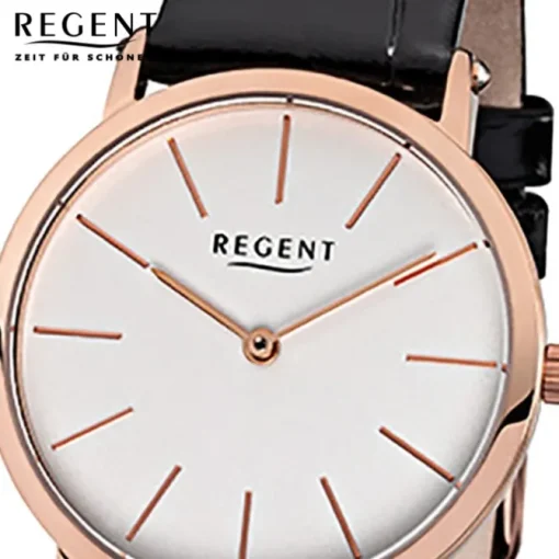 Regent Damen-Armbanduhr - Lederarmband - Quarz Leder schwarz URF831