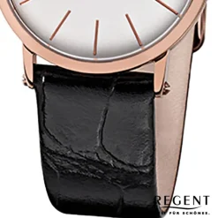 Regent Damen-Armbanduhr - Lederarmband - Quarz Leder schwarz URF831