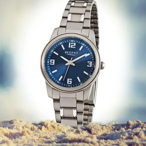 Regent Damen-Armbanduhr - Titan-Uhren - Quarz Titan silber grau URF857