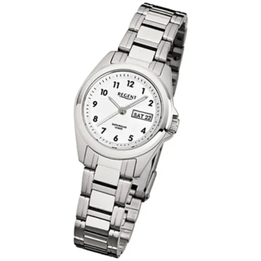 Regent Damen-Armbanduhr F-519 Quarz-Uhr Stahl-Armband silber URF519
