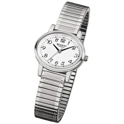 Regent Damen-Armbanduhr F-891 Quarz-Uhr Stahl-Armband silber URF891