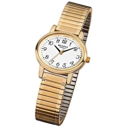 Regent Damen-Armbanduhr F-892 Quarz-Uhr Stahl-Armband gold URF892
