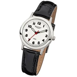 Regent Damen-Armbanduhr F-826 Quarz-Uhr Leder-Armband schwarz URF826