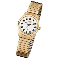 Regent Damen-Armbanduhr F-896 Quarz-Uhr Stahl-Armband gold URF896