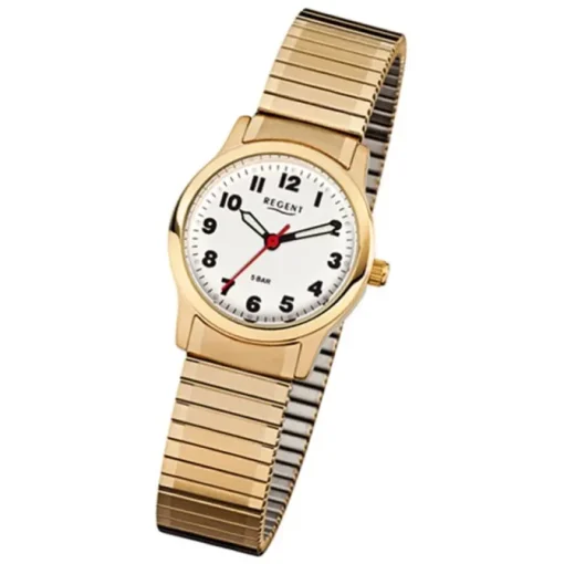 Regent Damen-Armbanduhr F-896 Quarz-Uhr Stahl-Armband gold URF896
