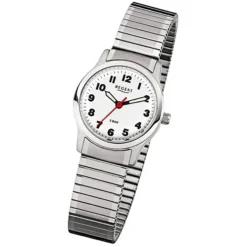 Regent Damen-Armbanduhr F-898 Quarz-Uhr Stahl-Armband silber URF898