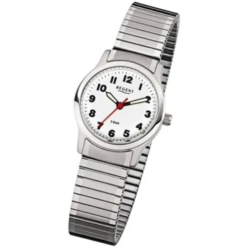 Regent Damen-Armbanduhr F-898 Quarz-Uhr Stahl-Armband silber URF898