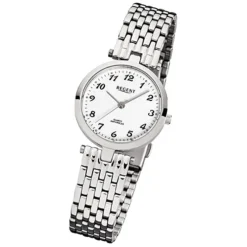 Regent Damen-Armbanduhr F-908 Quarz-Uhr Stahl-Armband silber URF908