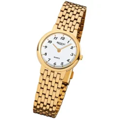 Regent Damen-Armbanduhr F-910 Quarz-Uhr Stahl-Armband gold URF910