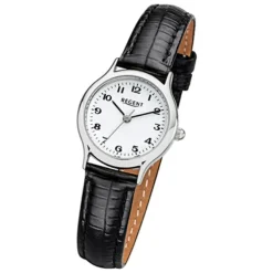 Regent Damen-Armbanduhr F-972 Quarz-Uhr Mini Leder-Armband schwarz URF972