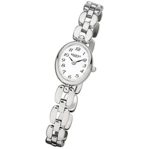 Regent Damen-Armbanduhr F-966 Quarz-Uhr Mini Stahl-Armband silber URF966