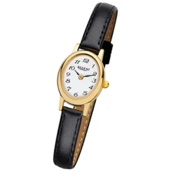 Regent Damen-Armbanduhr F-977 Quarz-Uhr Mini Leder-Armband schwarz URF977