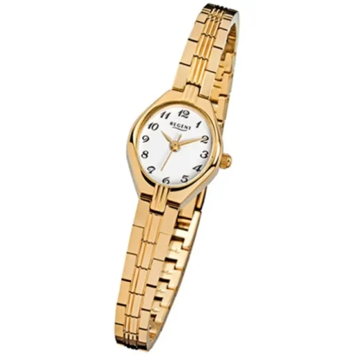 Regent Damen-Armbanduhr F-303 Quarz-Uhr Stahl-Armband gold URF303