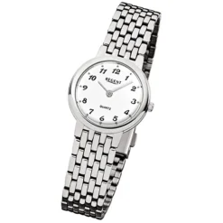 Regent Damen-Armbanduhr F-909 Quarz-Uhr Stahl-Armband silber URF909