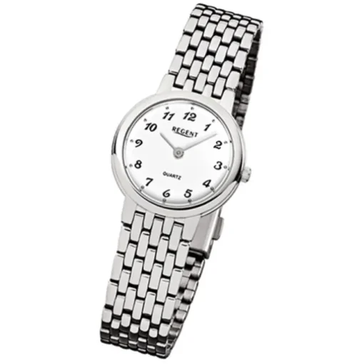 Regent Damen-Armbanduhr F-909 Quarz-Uhr Stahl-Armband silber URF909