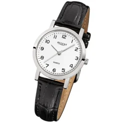 Regent Damen-Armbanduhr F-936 Quarz-Uhr Leder-Armband schwarz URF936