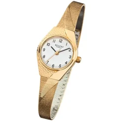 Regent Damen-Armbanduhr F-745 Quarz-Uhr Stahl-Armband gold URF745