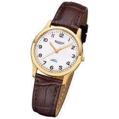 Regent Damen-Armbanduhr 32-F-1075 Quarz-Uhr Leder-Armband braun URF1075
