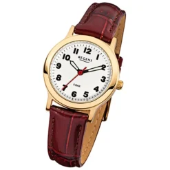 Regent Damen-Armbanduhr F-825 Quarz-Uhr Leder-Armband braun URF825
