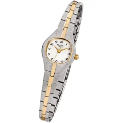 Regent Damen-Armbanduhr F-747 Quarz-Uhr Stahl-Armband silber gold URF747
