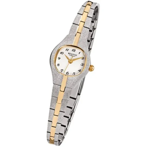 Regent Damen-Armbanduhr F-747 Quarz-Uhr Stahl-Armband silber gold URF747