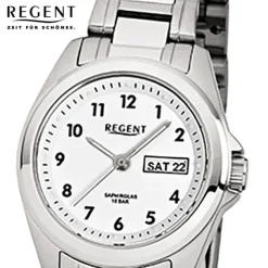Regent Damen-Armbanduhr F-519 Quarz-Uhr Stahl-Armband silber URF519